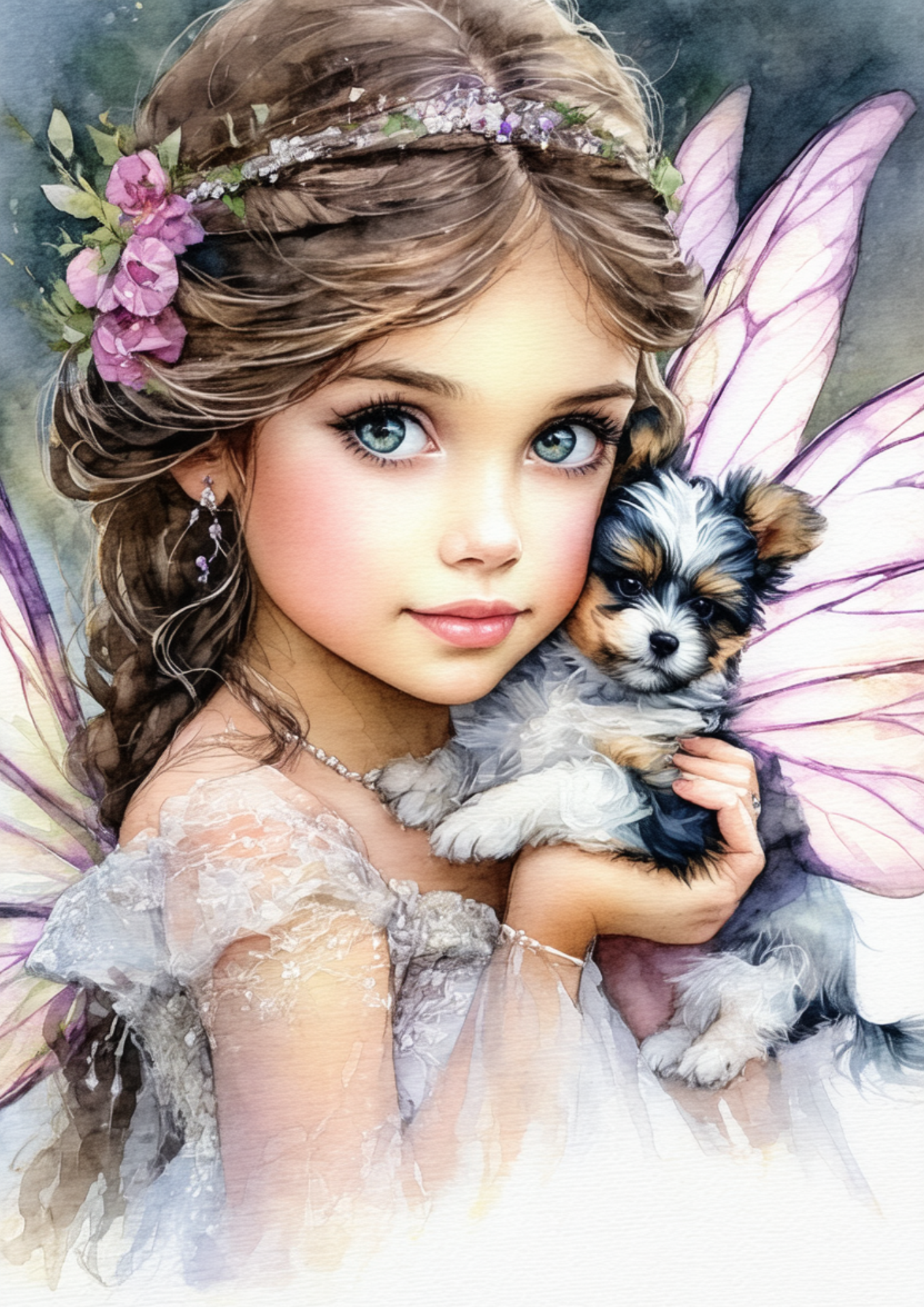 Sticker Sheet / Greeting Card – Little Fairy with Dog Full Cat. No. 8665