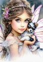 Sticker Sheet / Greeting Card – Little Fairy with Dog Full Cat. No. 8665
