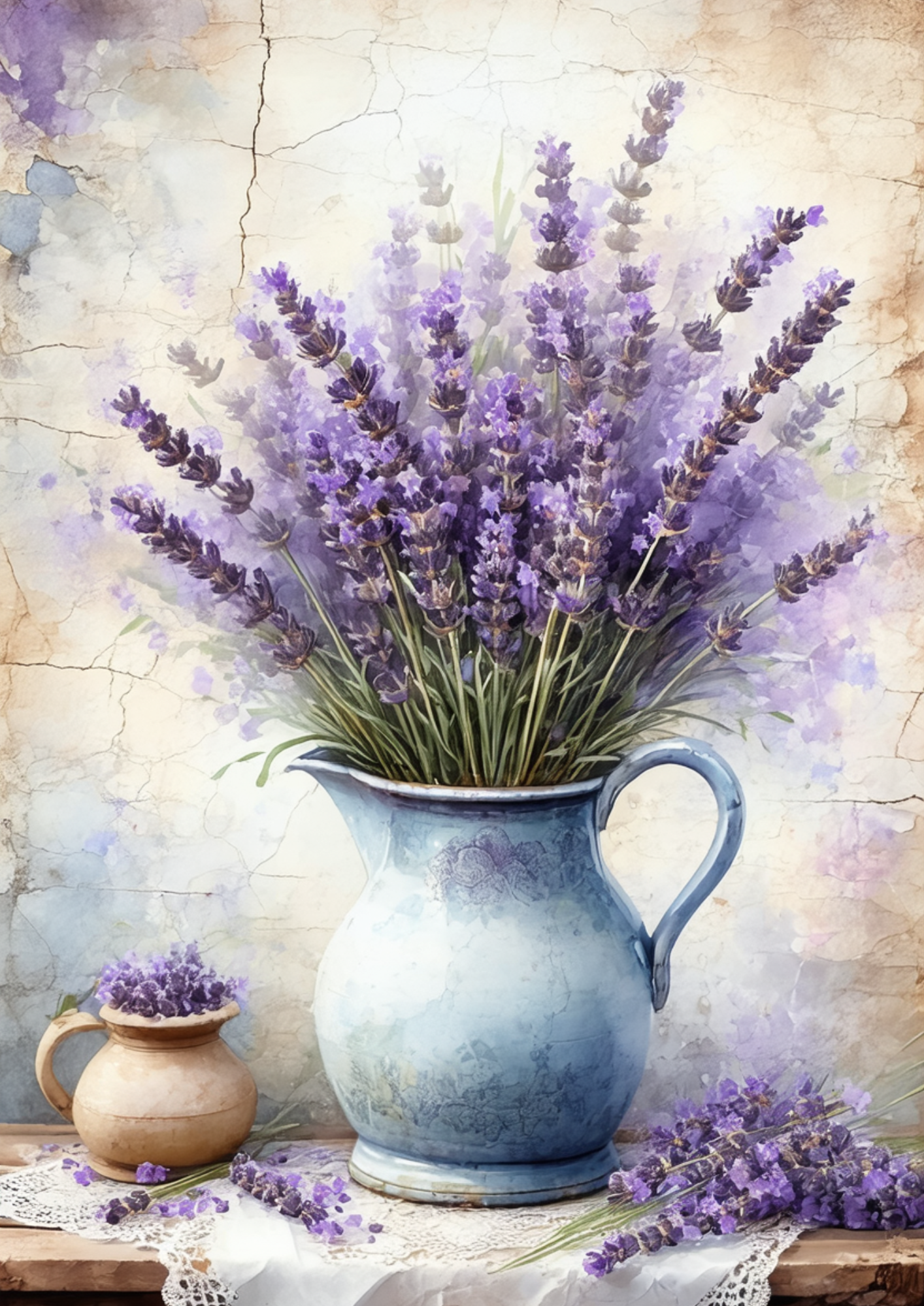 Sticker Sheet / Greeting Card – Jug with Lavender Flowers Full Cat. No. 8666
