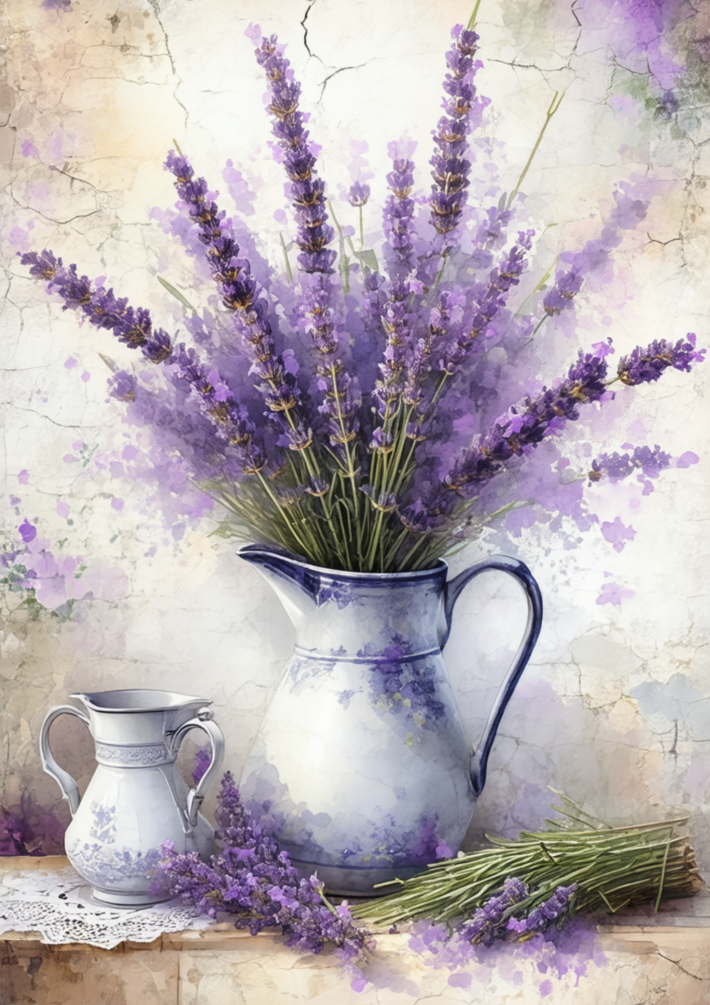 Sticker Sheet / Greeting Card – Jug with Lavender Flowers Full Cat. No. 8667