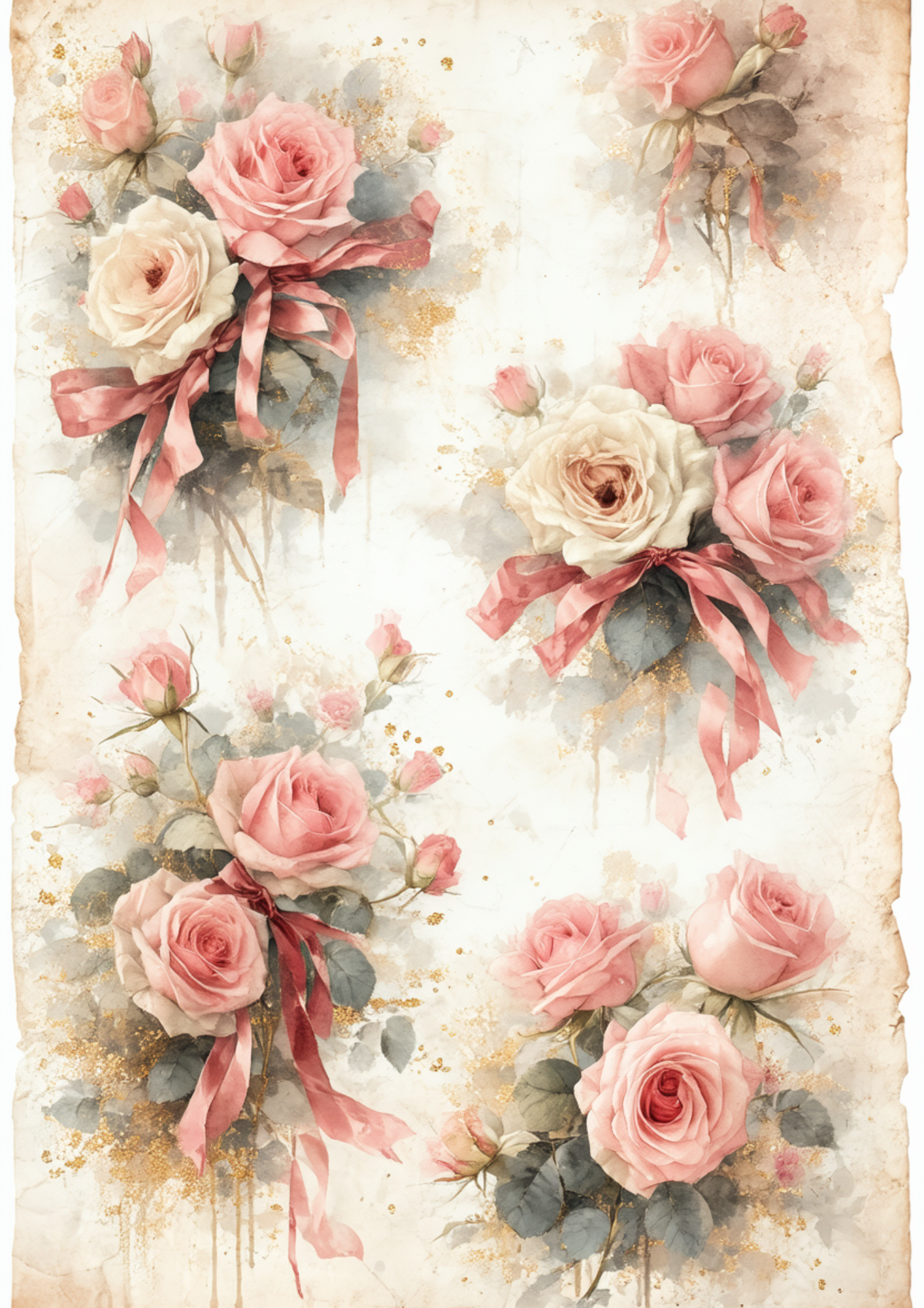 Sticker Sheet / Greeting Card – Vintage Roses Background Full Cat. No. 8671