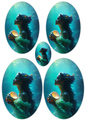 Sticker Sheet / Greeting Card – Etheral Mermaid Ovals Collage Cat. No. 8673