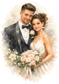 Sticker Sheet / Greeting Card – Just Married Couple Cat. No. 8677
