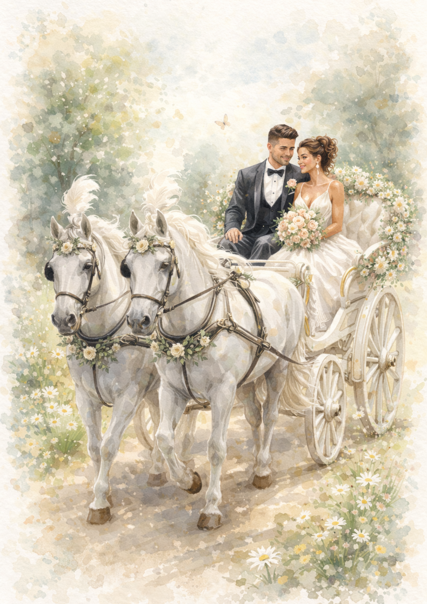 Sticker Sheet / Greeting Card – Just Married Couple Trip Cat. No. 8678