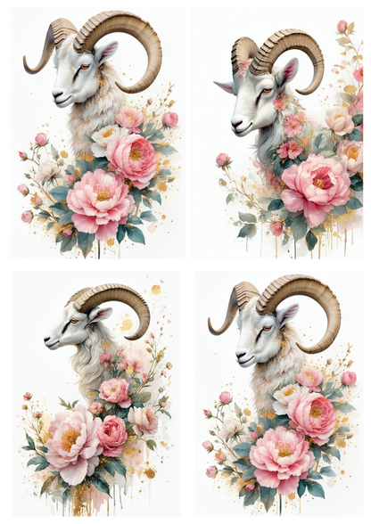 Sticker Sheet / Greeting Card – Zodiac Sign Aries Collage Cat. No. 8681