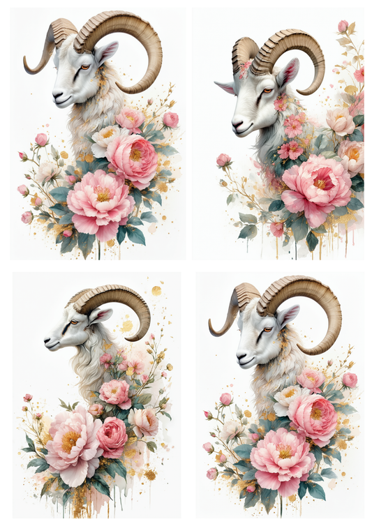 Sticker Sheet / Greeting Card – Zodiac Sign Aries Collage Cat. No. 8681
