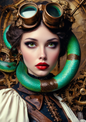Sticker Sheet / Greeting Card – Steampunk Lady & Snake Full Cat. No. 8693
