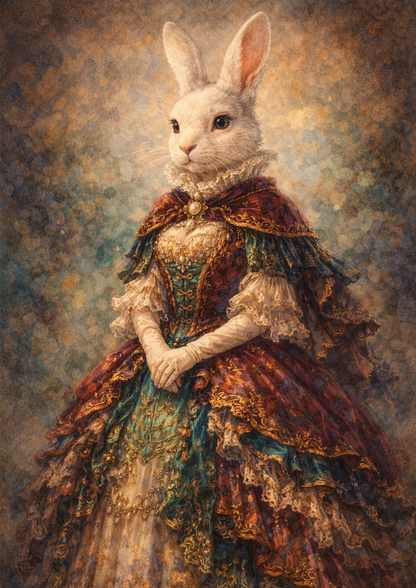 Sticker Sheet / Greeting Card – Victorian Lady Rabbit Full Cat. No. 8698