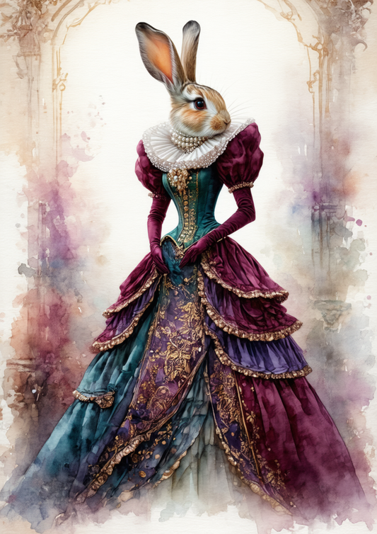 Sticker Sheet / Greeting Card – Victorian Lady Rabbit Full Cat. No. 8699