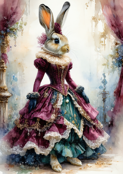 Sticker Sheet / Greeting Card – Victorian Lady Rabbit Full Cat. No. 8700