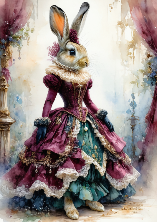 Sticker Sheet / Greeting Card – Victorian Lady Rabbit Full Cat. No. 8700
