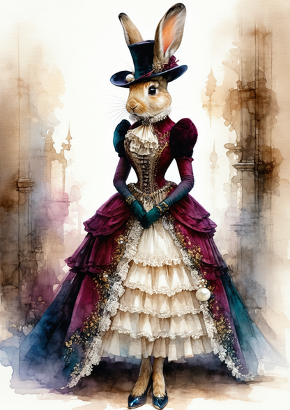 Sticker Sheet / Greeting Card – Victorian Lady Rabbit Full Cat. No. 8701