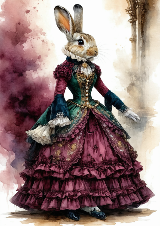 Sticker Sheet / Greeting Card – Victorian Lady Rabbit Full Cat. No. 8702