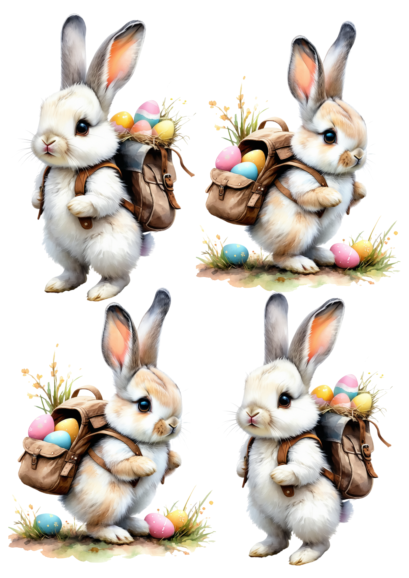 Sticker Sheet / Greeting Card – Bunny With Easter Eggs Collage Cat. No. 8709