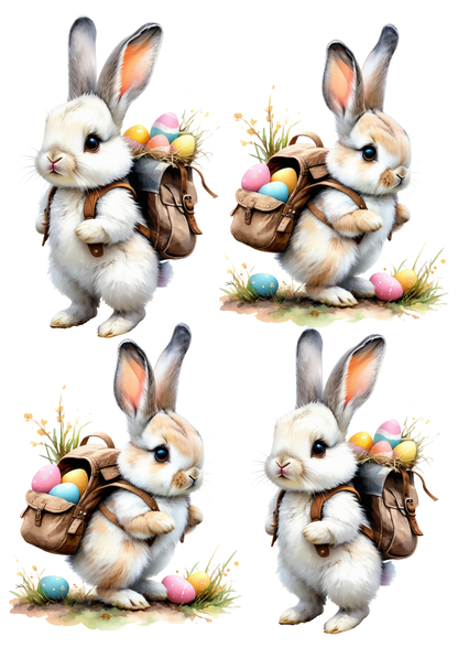 Sticker Sheet / Greeting Card – Bunny With Easter Eggs Collage Cat. No. 8709