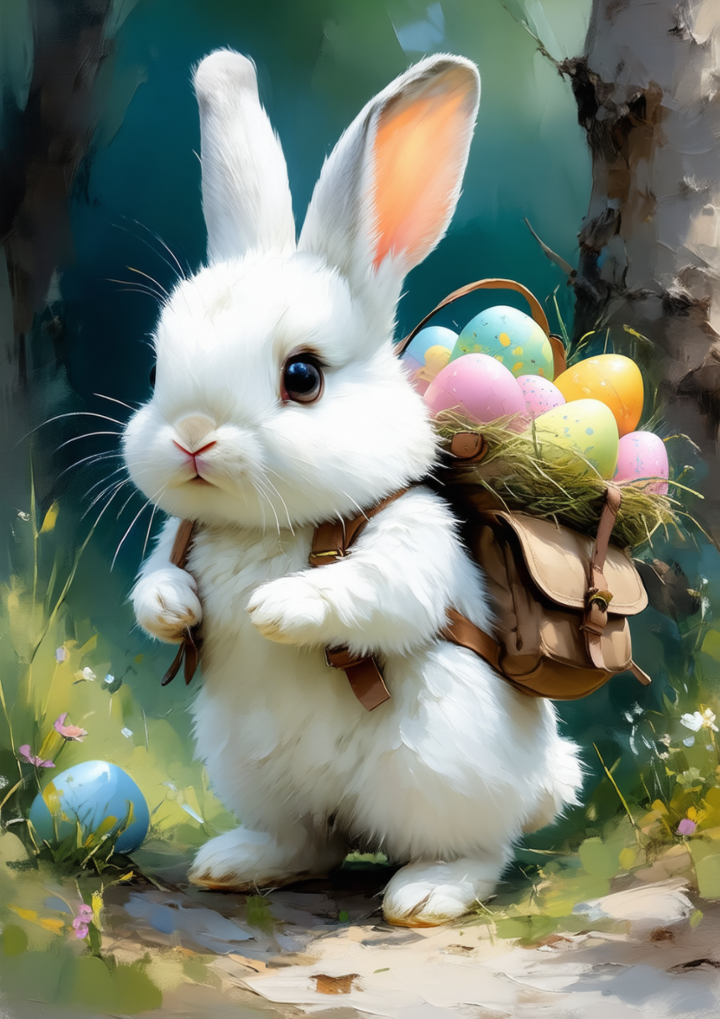 Sticker Sheet / Greeting Card – Bunny With Easter Eggs Full Cat. No. 8710