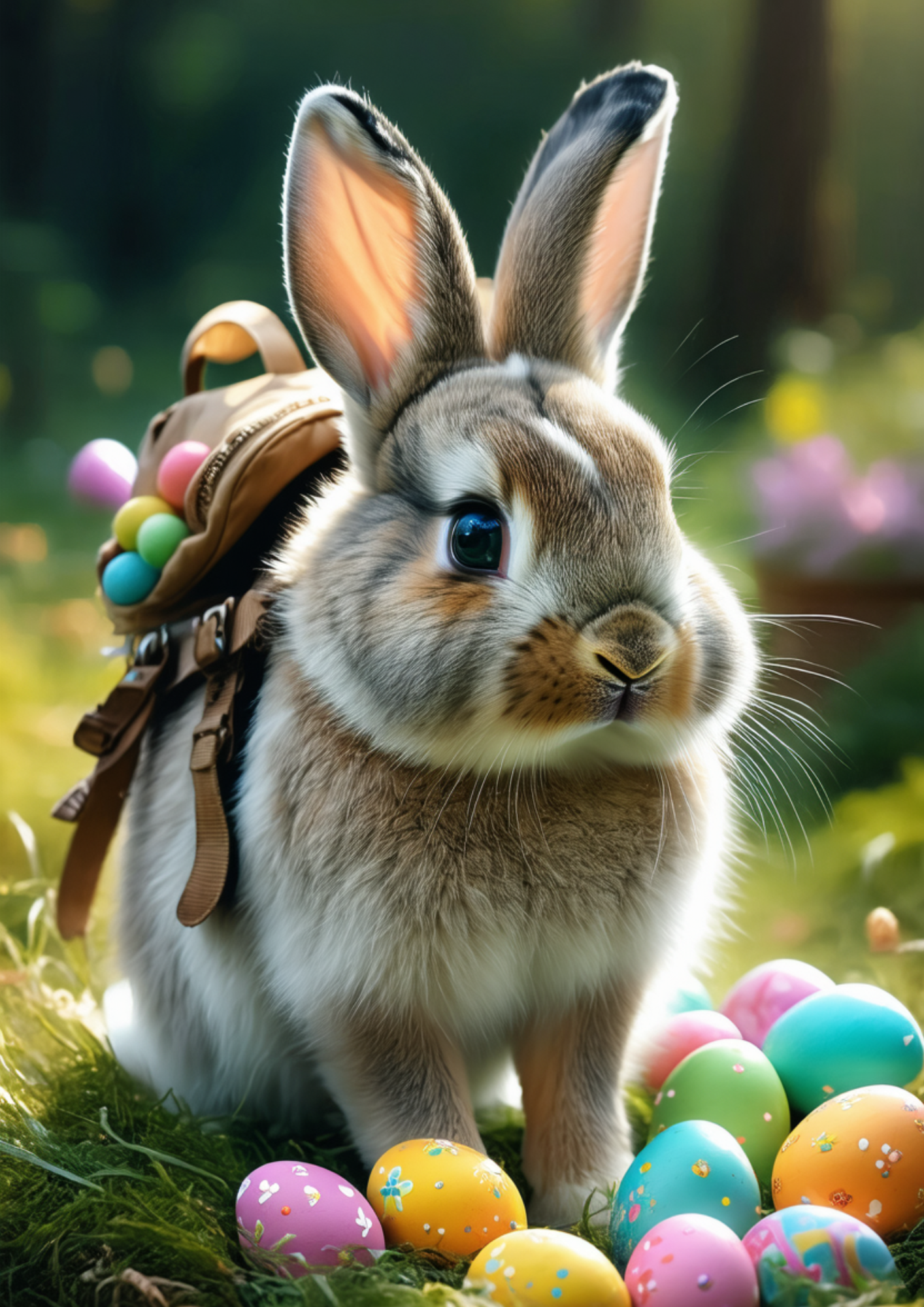 Sticker Sheet / Greeting Card – Bunny With Easter Eggs Full Cat. No. 8711