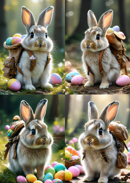 Sticker Sheet / Greeting Card – Bunny With Easter Eggs Collage Cat. No. 8712