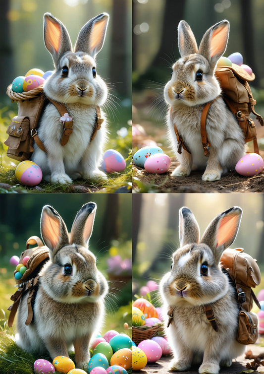 Sticker Sheet / Greeting Card – Bunny With Easter Eggs Collage Cat. No. 8712