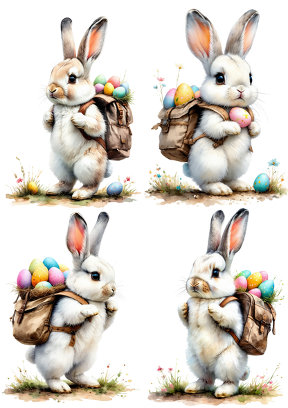 Sticker Sheet / Greeting Card – Bunny With Easter Eggs Collage Cat. No. 8713