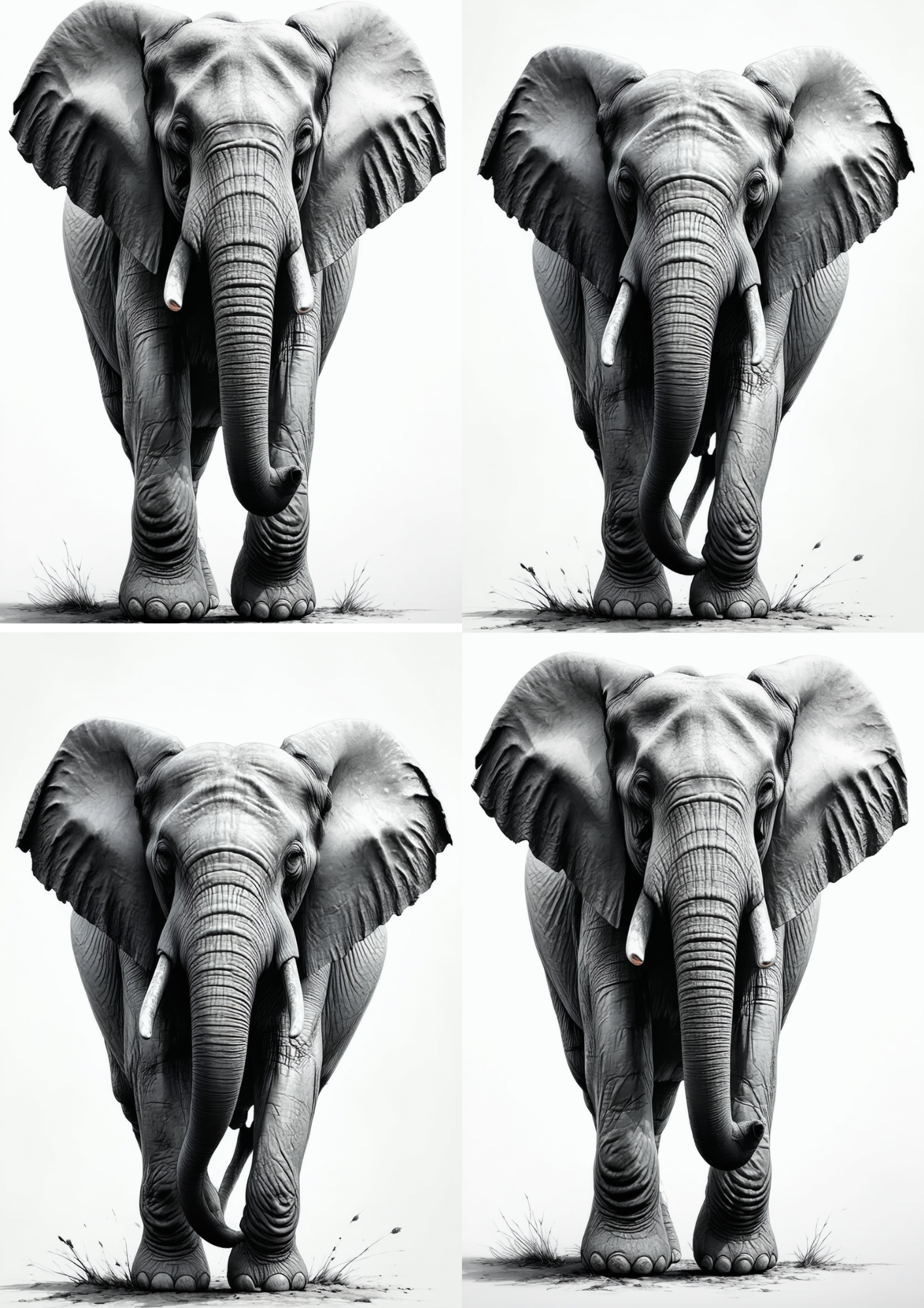 Sticker Sheet / Greeting Card – Monochrome Elephant Collage Cat. No. 8723