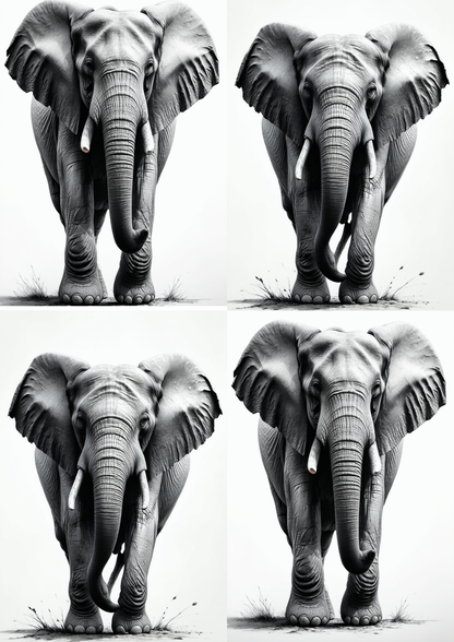Sticker Sheet / Greeting Card – Monochrome Elephant Collage Cat. No. 8723