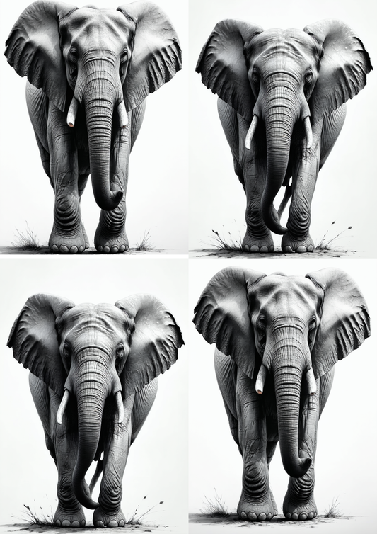 Sticker Sheet / Greeting Card – Monochrome Elephant Collage Cat. No. 8723
