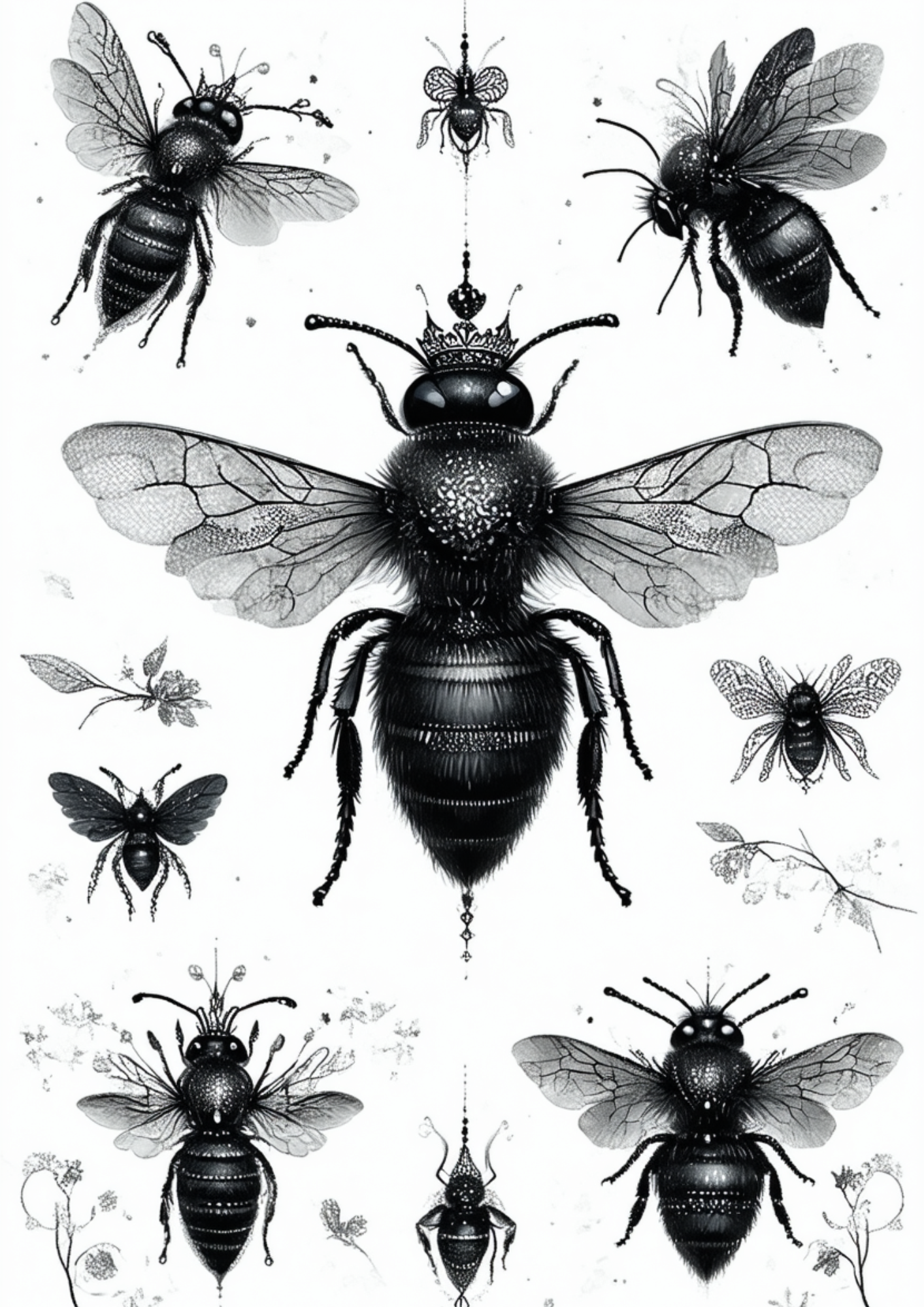Sticker Sheet / Greeting Card – Gothic Fly Collage Cat. No. 8728