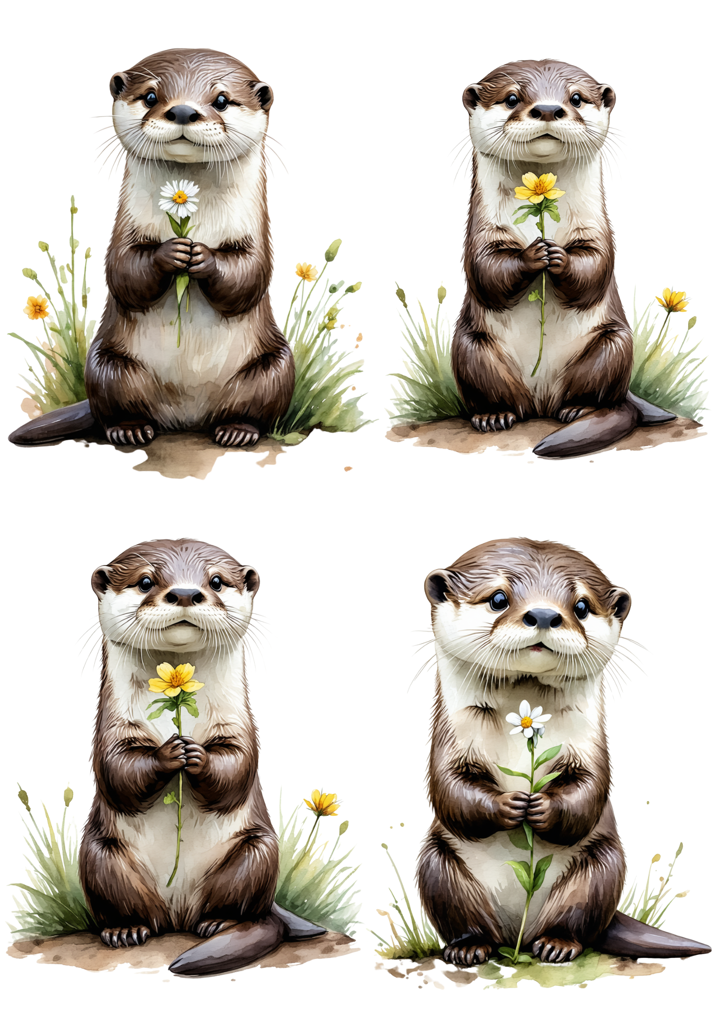 Sticker Sheet / Greeting Card – Cute Otter Collage Cat. No. 8733