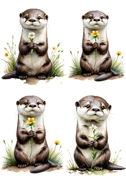 Sticker Sheet / Greeting Card – Cute Otter Collage Cat. No. 8733