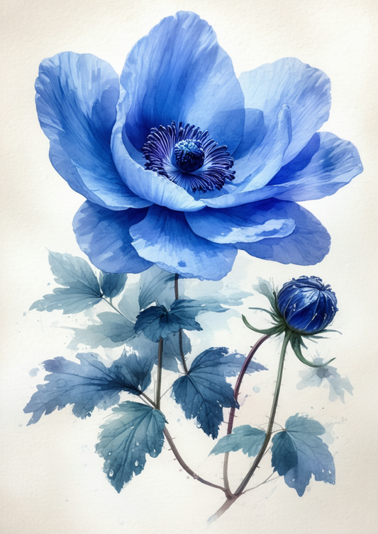 Sticker Sheet / Greeting Card – Watercolor Blue Anemone Full Cat. No. 8734