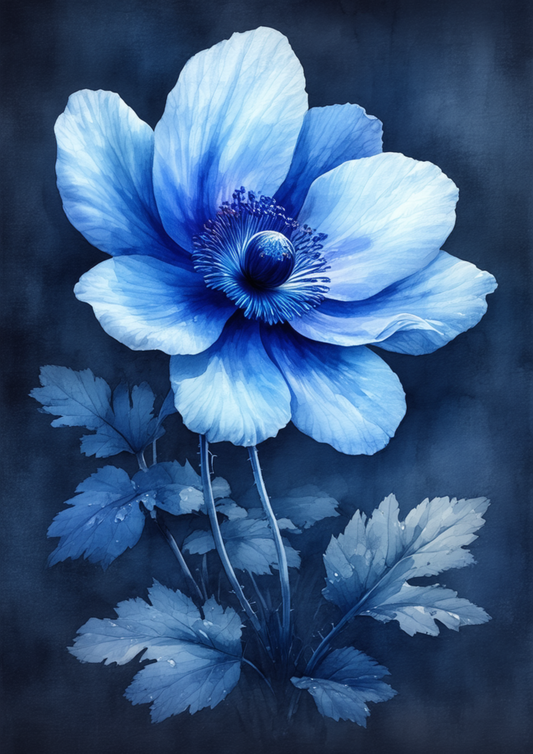 Sticker Sheet / Greeting Card – Watercolor Blue Anemone Full Cat. No. 8735