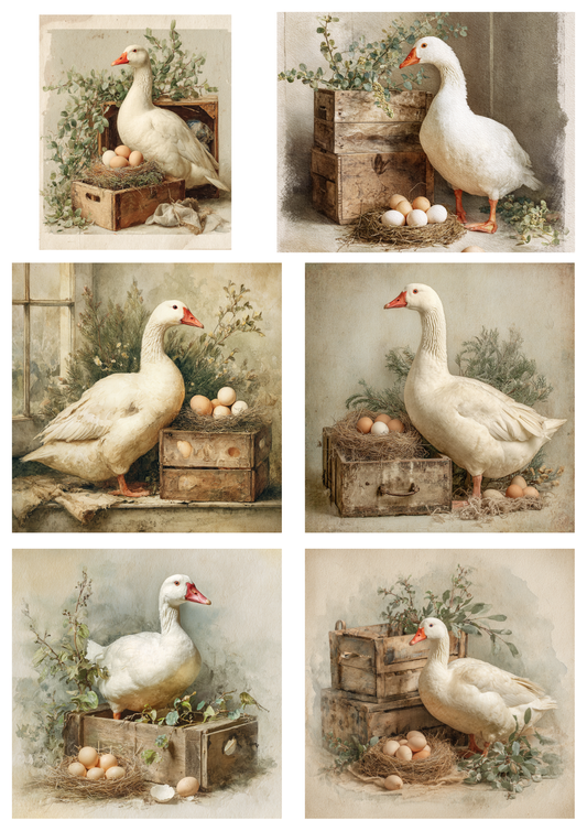 Sticker Sheet / Greeting Card – Vintage Goose Collage Cat. No. 8743