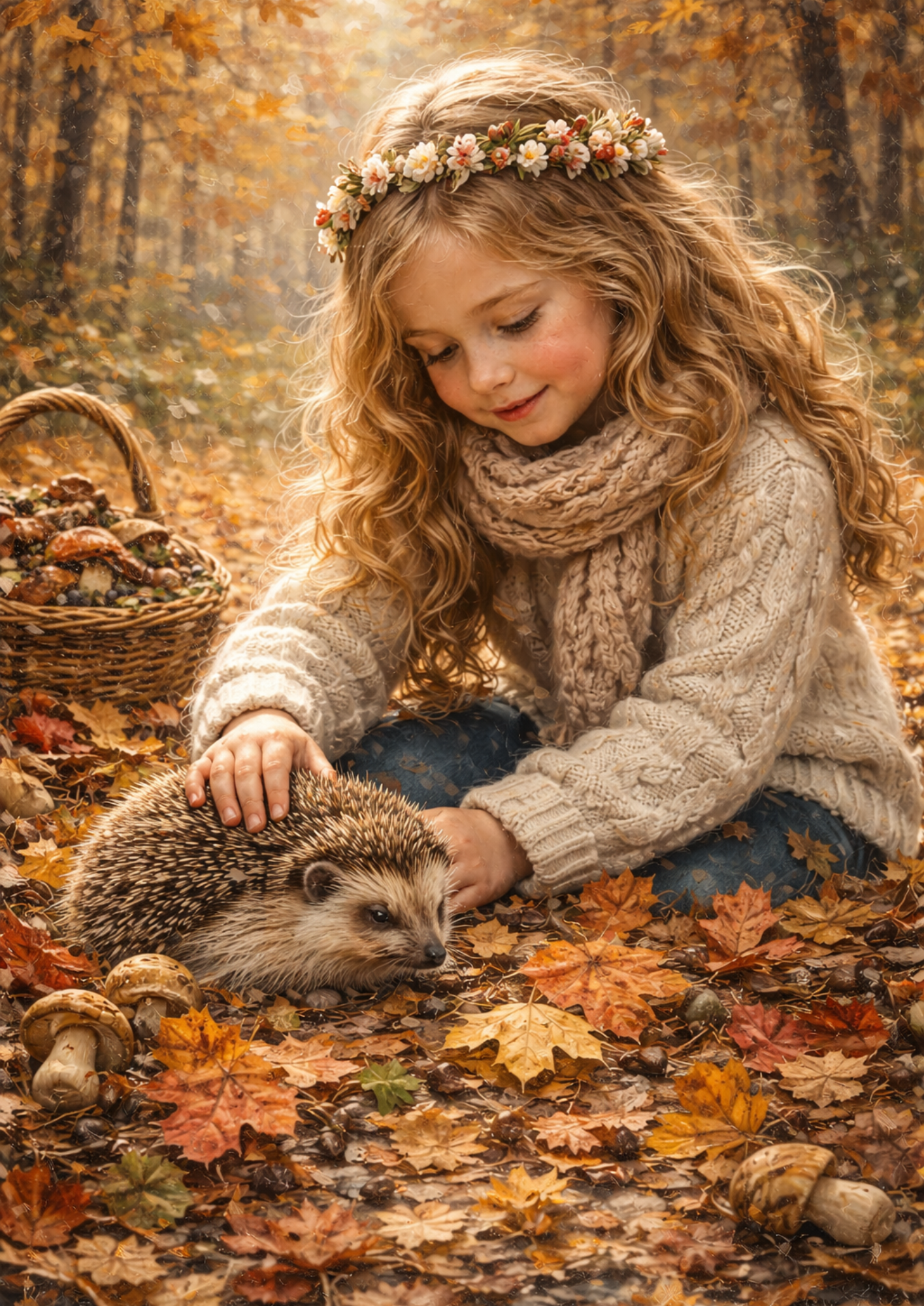 Sticker Sheet / Greeting Card – Little Girl & Hedgehog Full Cat. No. 8750