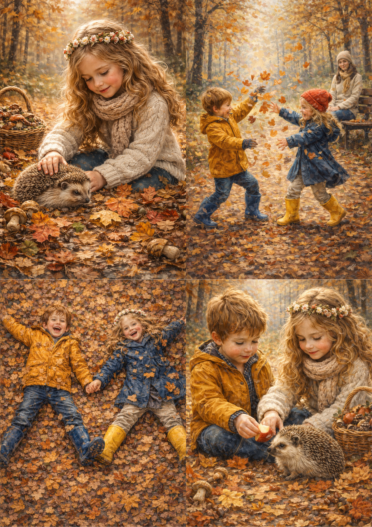Sticker Sheet / Greeting Card – Children Plytime in the Autumn Forest Collage Cat. No. 8753