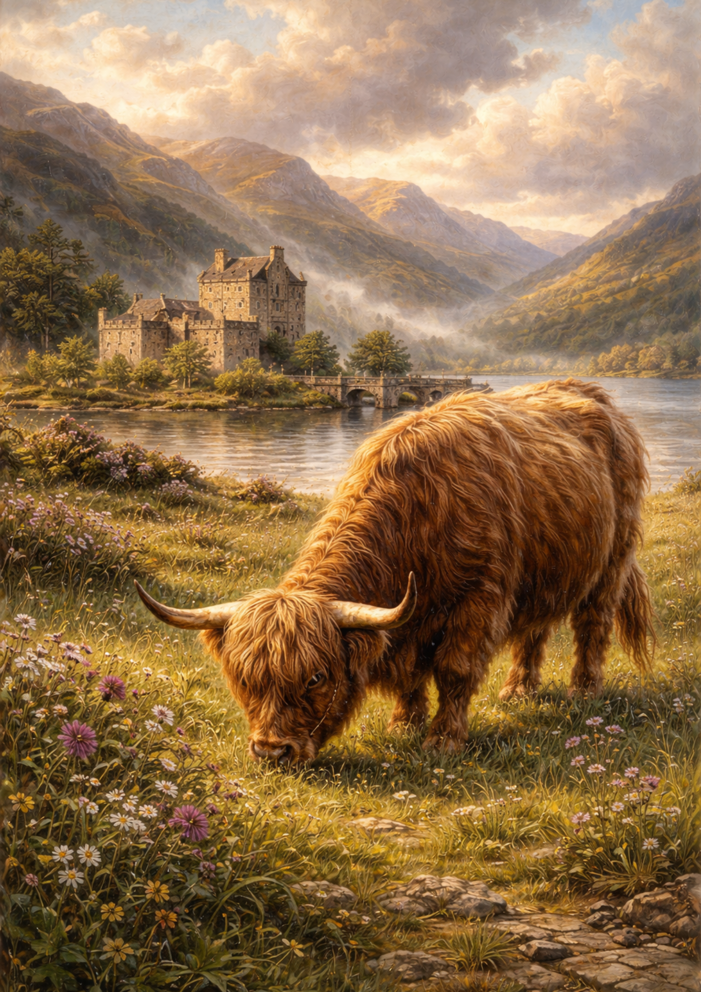 Sticker Sheet / Greeting Card – Highland Cow & Scottish Landscape Full Cat. No. 8761
