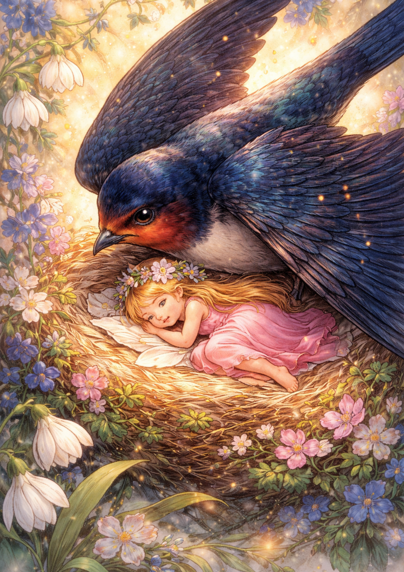 Sticker Sheet / Greeting Card – Thumbelina & The Swallow Full Cat. No. 8763