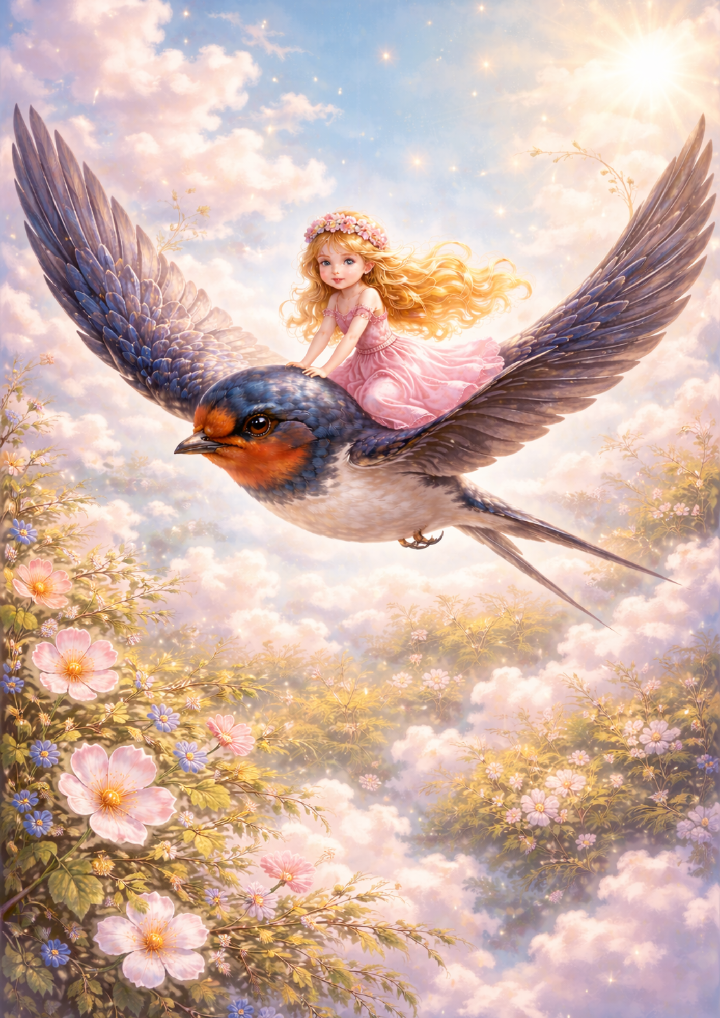 Sticker Sheet / Greeting Card – Thumbelina & The Swallow Full Cat. No. 8765