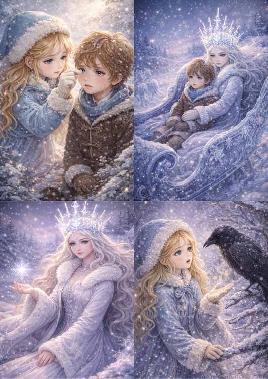 Sticker Sheet / Greeting Card – Snow Quinn Gerda & Kay Collage Cat. No. 8775