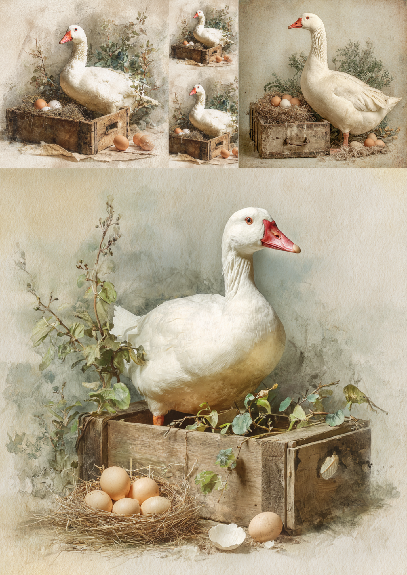 Sticker Sheet / Greeting Card – Vintage Goose Collage Cat. No. 8776
