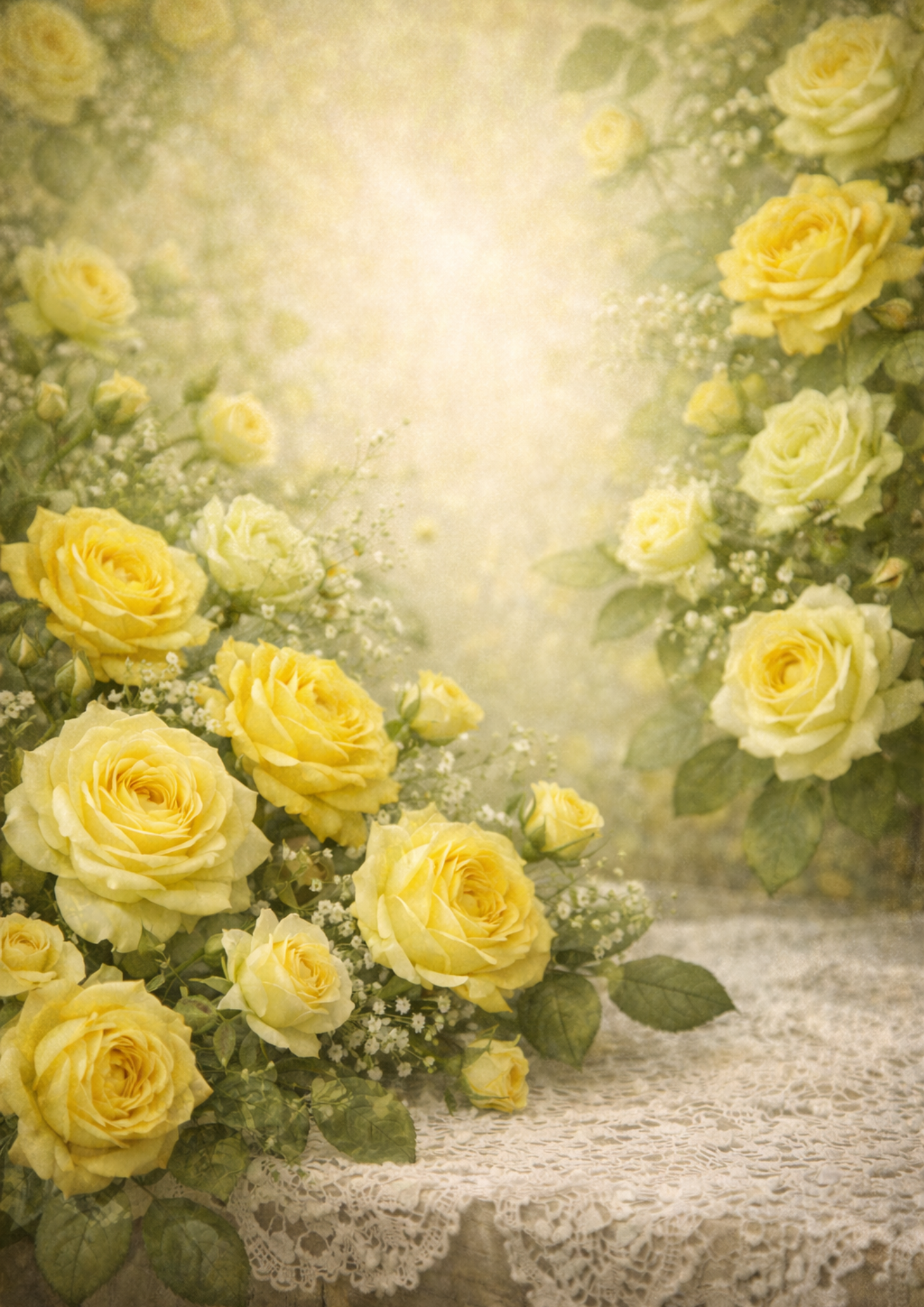 Sticker Sheet / Greeting Card – Yellow Roses Garland Full Cat. No. 8785