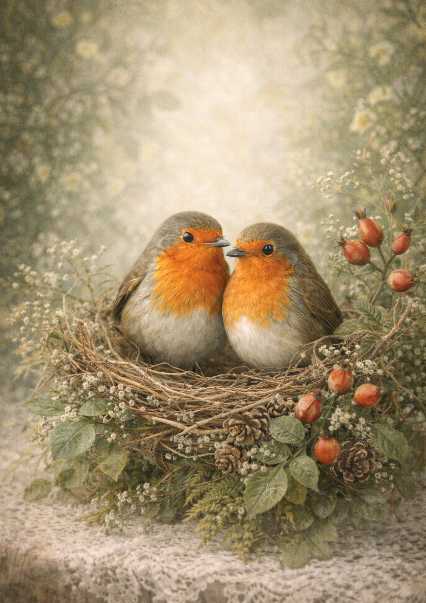 Sticker Sheet / Greeting Card – Red Robins in the Nest Full Cat. No. 8787