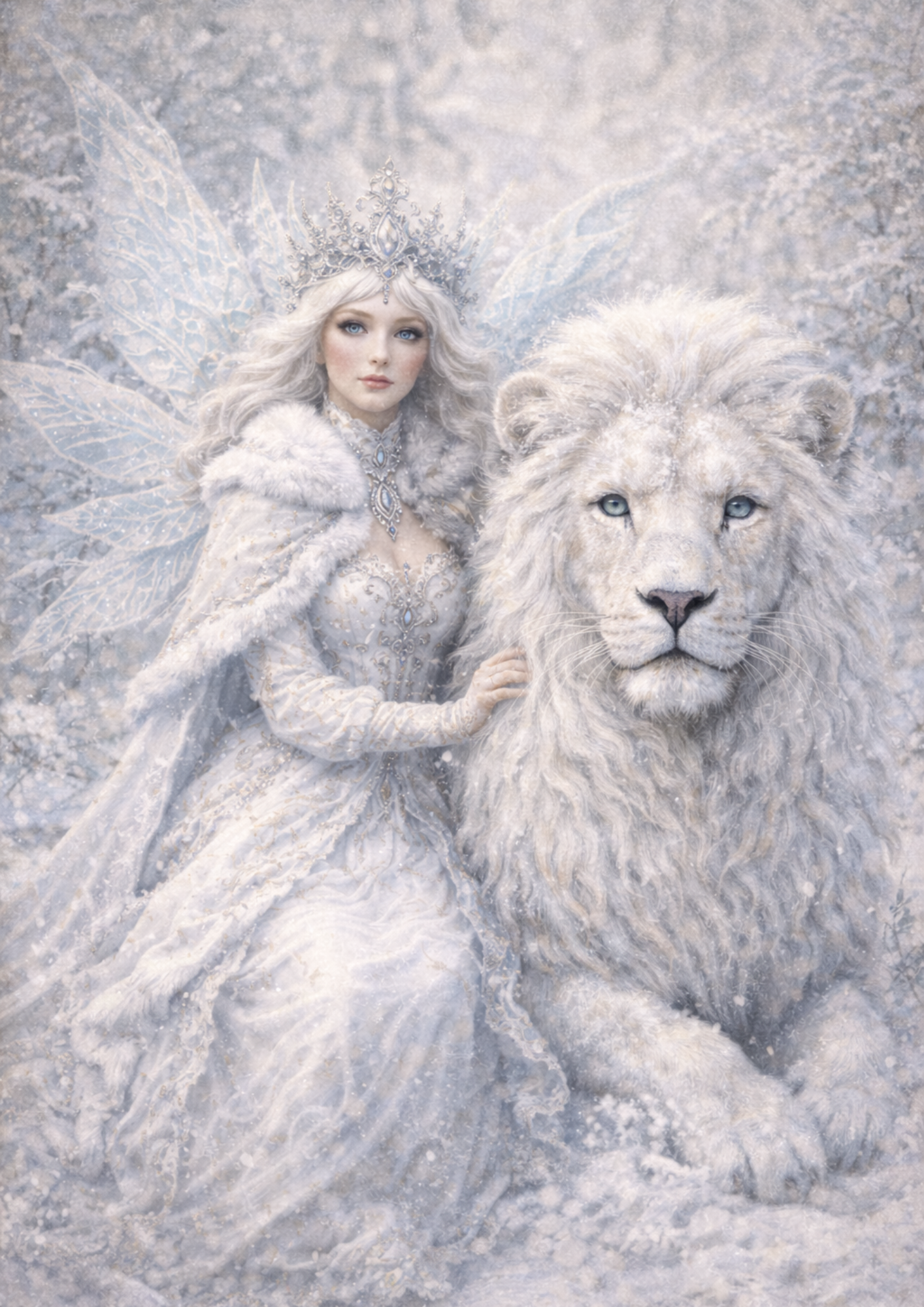 Sticker Sheet / Greeting Card – White Fairy and Majestic Lion Full Cat. No. 8790