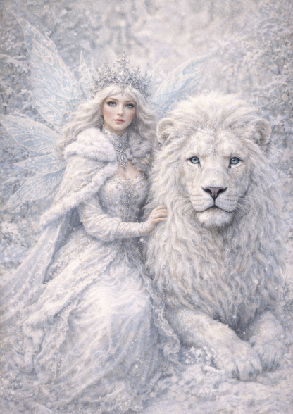 Sticker Sheet / Greeting Card – White Fairy and Majestic Lion Full Cat. No. 8790