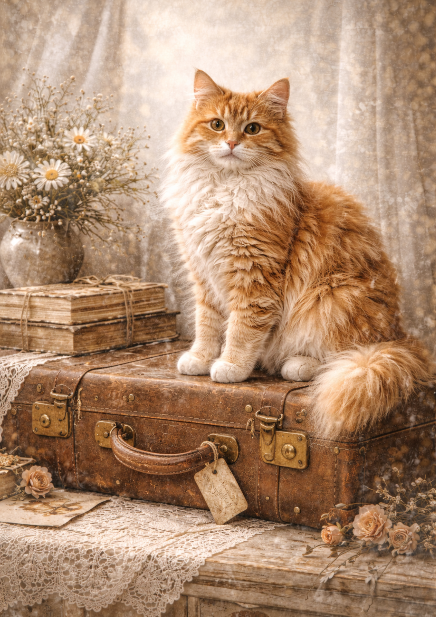 Sticker Sheet / Greeting Card – Ginger Cat on Suitcase Full Cat. No. 8792