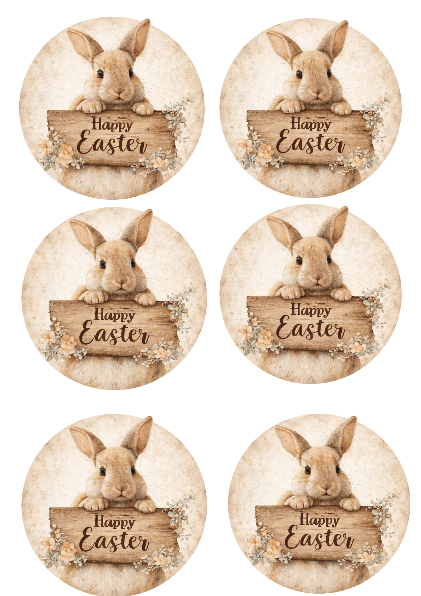 Sticker Sheet / Greeting Card – Easter Rabbit in Circle Collage Cat. No. 8803