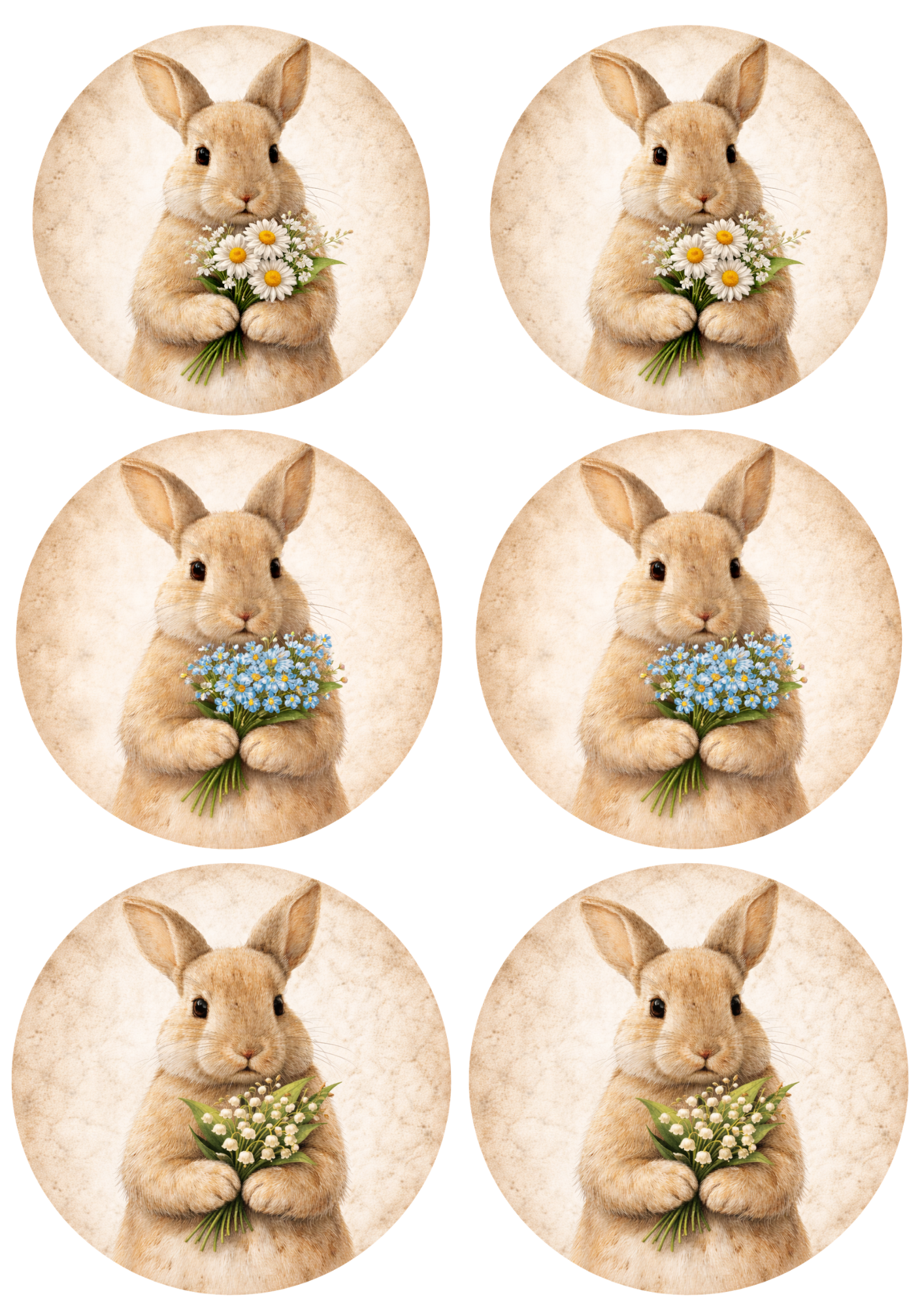 Sticker Sheet / Greeting Card – Easter Rabbit in Circle Collage Cat. No. 8804