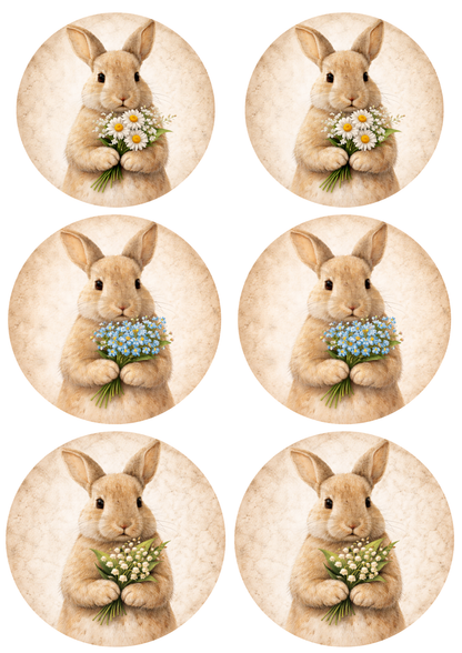 Sticker Sheet / Greeting Card – Easter Rabbit in Circle Collage Cat. No. 8804