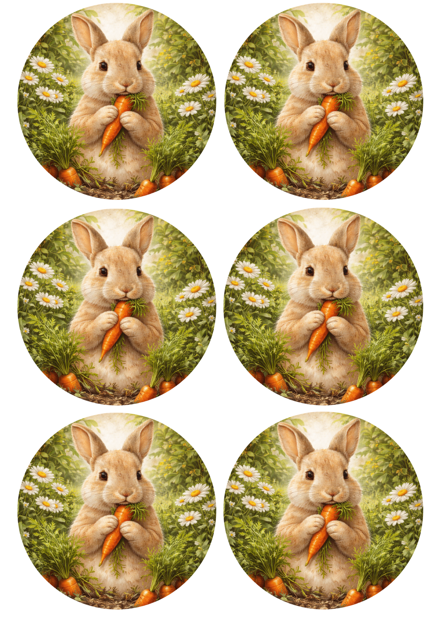 Sticker Sheet / Greeting Card – Easter Rabbit in Circle Collage Cat. No. 8805