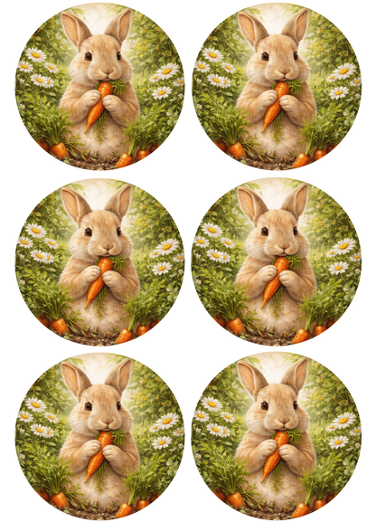 Sticker Sheet / Greeting Card – Easter Rabbit in Circle Collage Cat. No. 8805